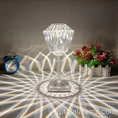 Projeto de lâmpada de mesa de cristal com elegância elegante controlada pelo toque